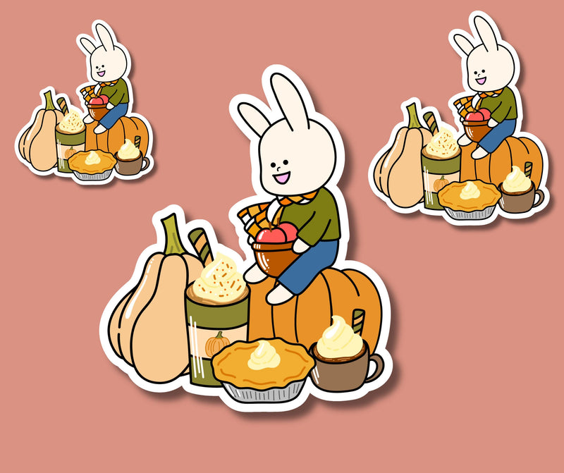 Fall Dessert Sticker Cute Bunny Sticker for Fall Rabbit Sticker for Autumn Lover Sticker for Bunny Lover Sticker for Autumn Sticker for Fall