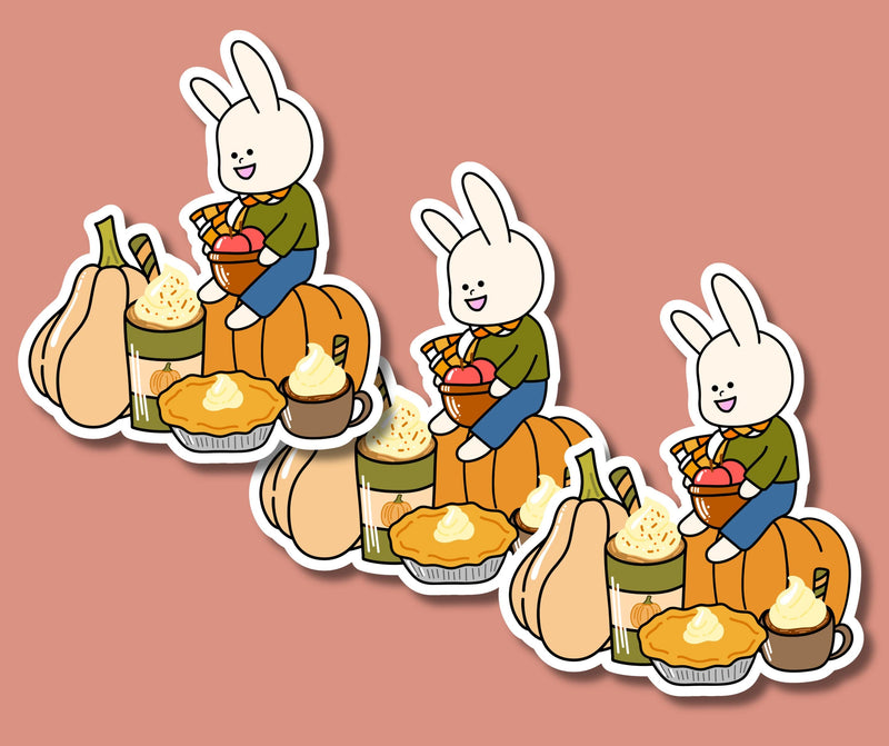 Fall Dessert Sticker Cute Bunny Sticker for Fall Rabbit Sticker for Autumn Lover Sticker for Bunny Lover Sticker for Autumn Sticker for Fall