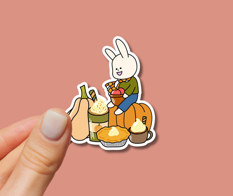 Fall Dessert Sticker Cute Bunny Sticker for Fall Rabbit Sticker for Autumn Lover Sticker for Bunny Lover Sticker for Autumn Sticker for Fall