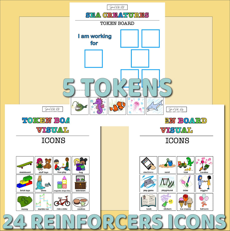 Printable Blue  Kids Token Board | Token Board for Autism or ADHD | Reward Chart for Toddlers | Positive Behavior Reinforcement