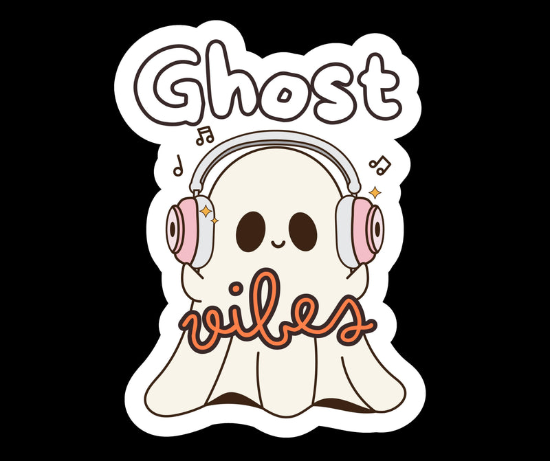 Listening to Music Spirit Sticker Halloween Spirit Sticker Cute Fall Sticker Spooky Spirit Sticker Halloween Kawaii Spirit Halloween Sticker