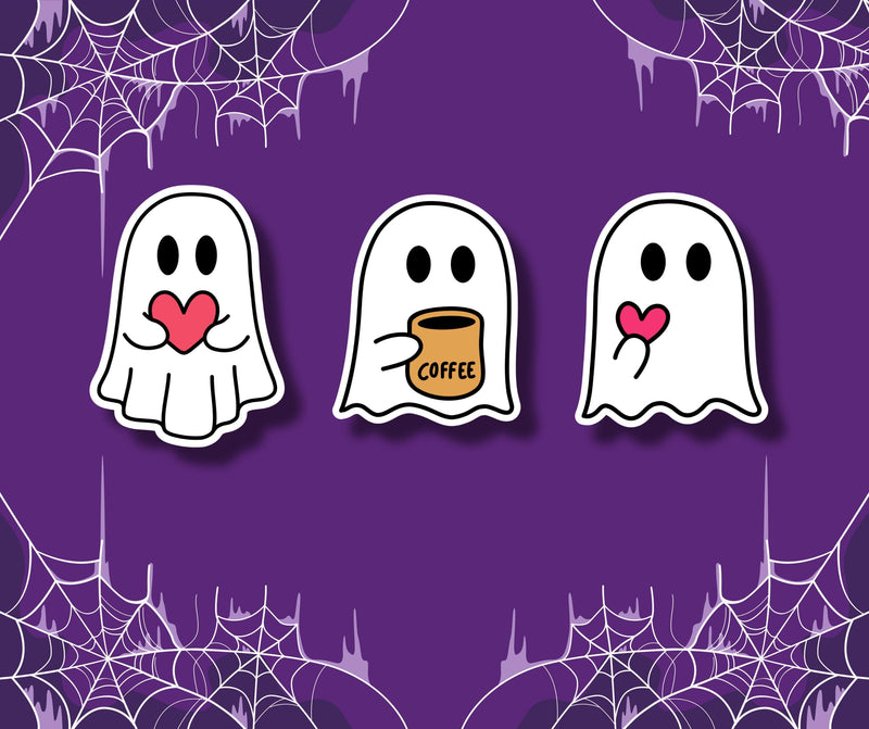 3 Cute Ghost Stickers Halloween Ghost Sticker Spooky Sticker Cute Fall Sticker funny halloween sticker Halloween Sticker Ghost Sticker cute