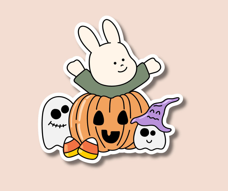 Halloween Cute Bunny Sticker for Halloween Rabbit Sticker for Autumn Lover Sticker for Bunny Lover Sticker for Halloween Sticker for Fall